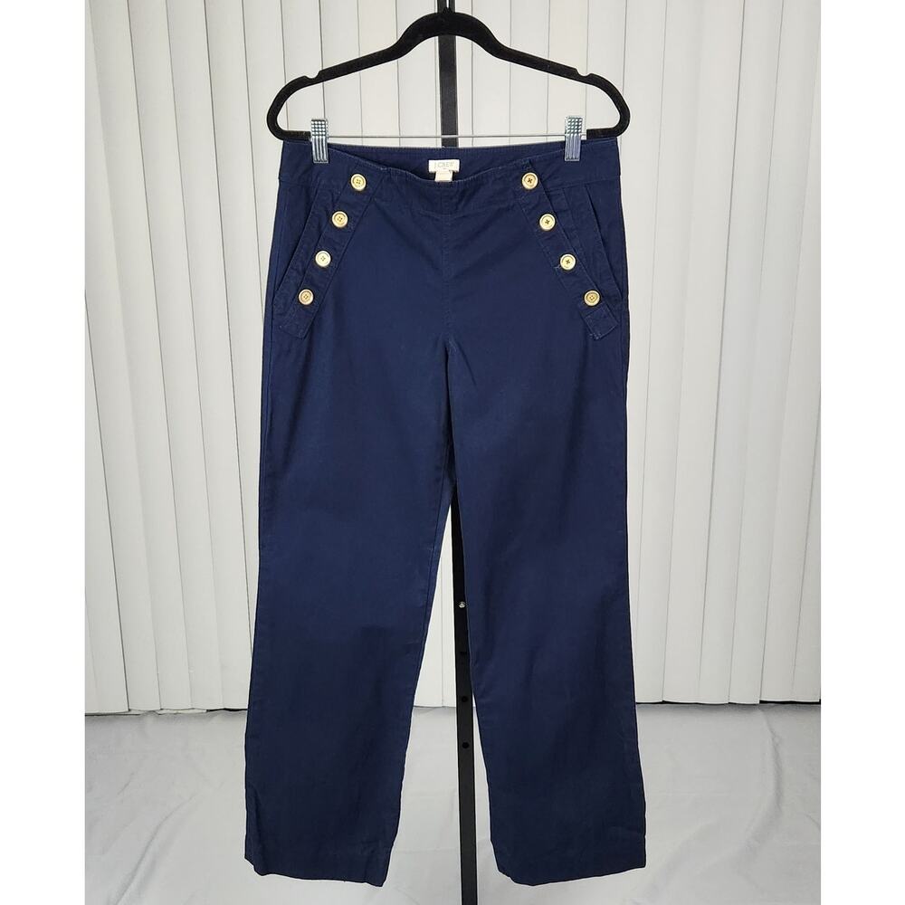 J. Crew Factory Sailor Pull-On Trousers Pants Mid Rise in Navy Women's Size 4